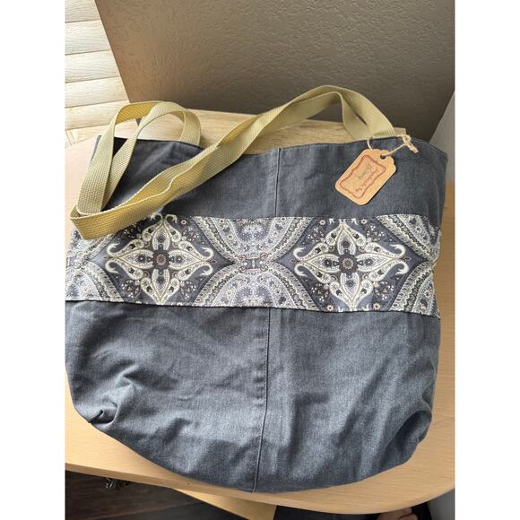 Handmade Gray Paisley Tote Bag - Picture 5 of 9
